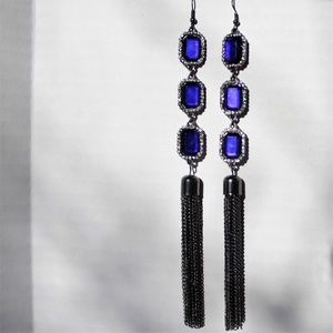 NWT Stunning Statement Earrings - Blue & Gunmetal